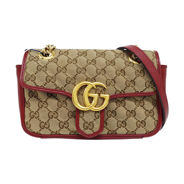 GG Marmont Small Quilted Canvas Brown
