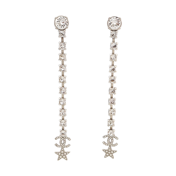 CC Logo Brass Silver Stud Earrings