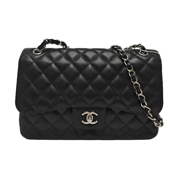 CLASSIC FLAP Jumbo Quilted Grained Calfskin Black