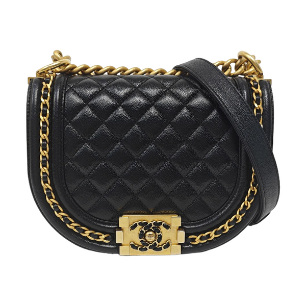 Authenticated pre-owned BOY CHANEL Small Quilted Grained Calfskin Black - Shoulder Bag at Looply