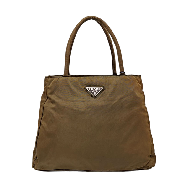Nylon Top Handle Bag Brown