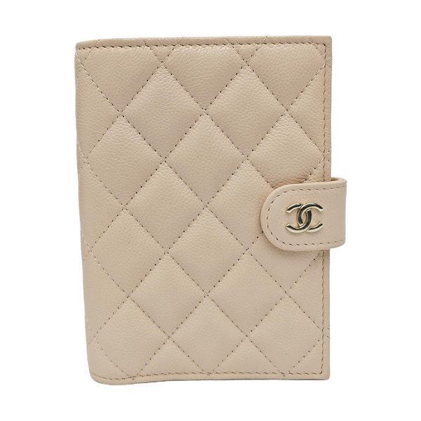 Quilted Grained Calfskin Wallet Pink