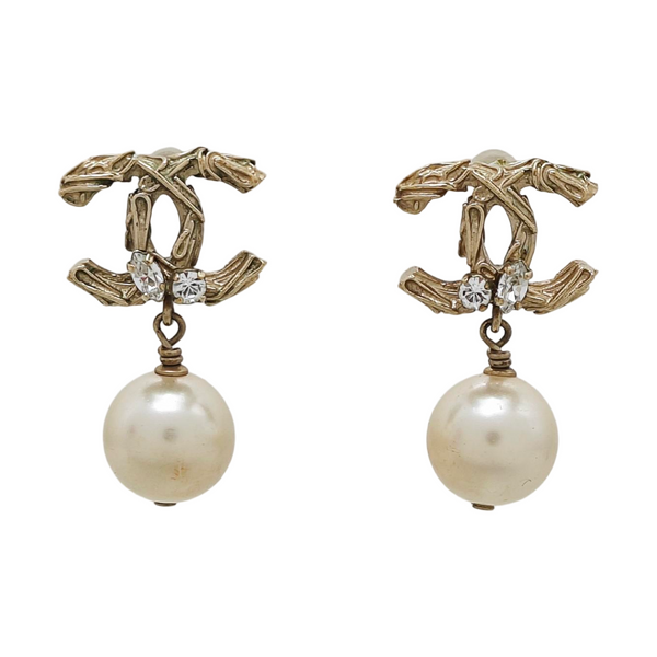 CC Logo Metal Gold Stud Earrings