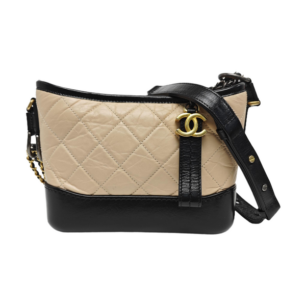 GABRIELLE Small Quilted Calfskin Beige