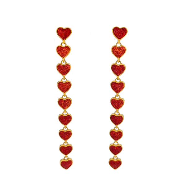 SACRES COEURS Brass Red Earrings