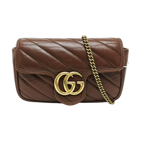 GG Marmont Mini Quilted Calfskin Brown