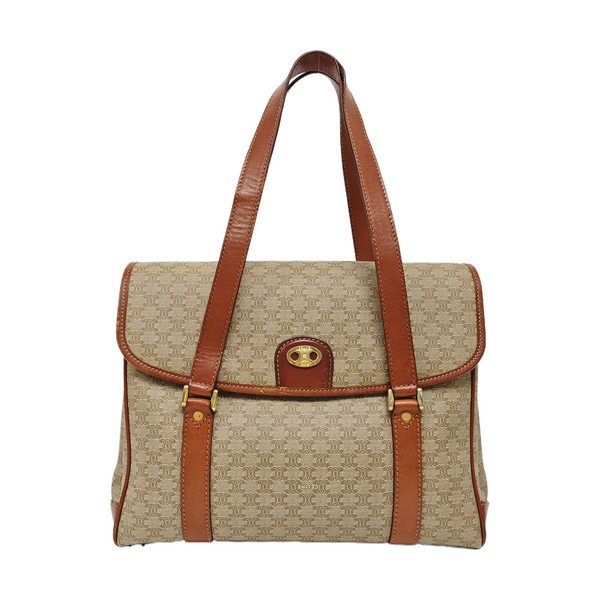 Coated Canvas Top Handle Bag Brown