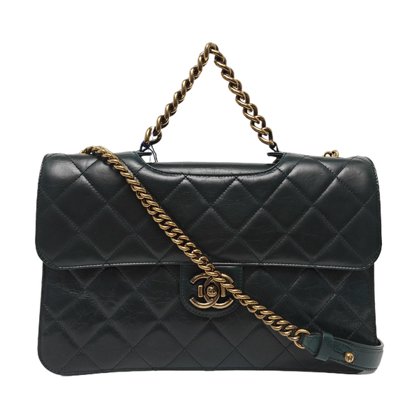 PREFECT EDGE Large Quilted Calfskin Green