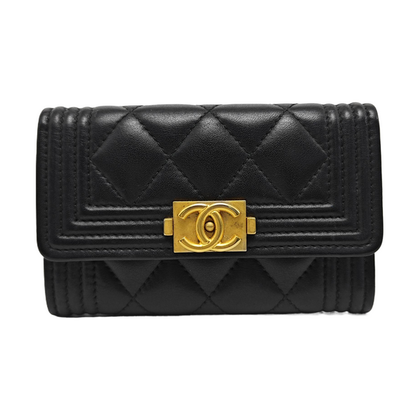 BOY CHANEL Quilted Calfskin Black Wallet