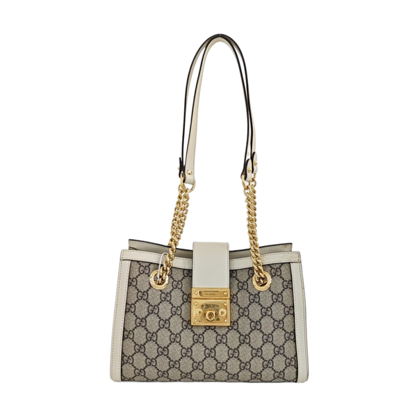 Padlock Small Monogram Coated Canvas Beige