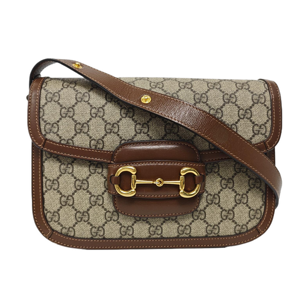Horsebit 1955 Medium Monogram Coated Canvas Beige