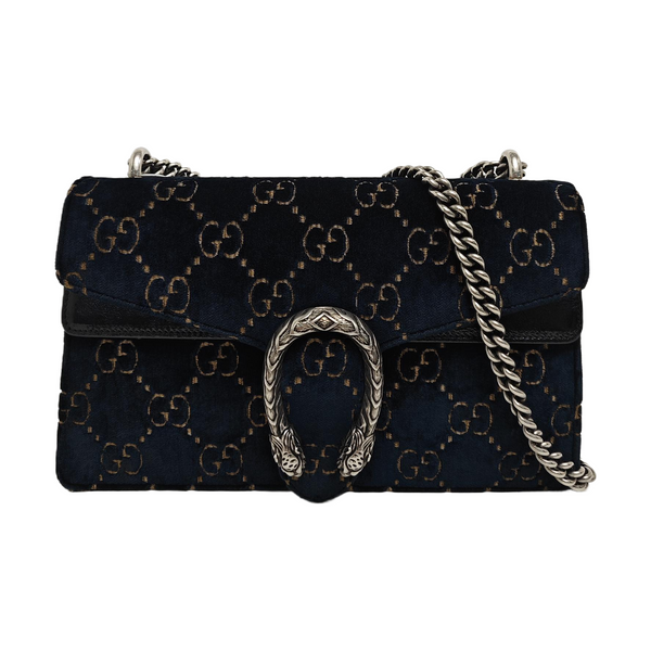 Dionysus Small Monogram Velvet Blue