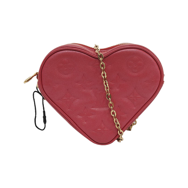 HEART ON CHAIN Lambskin Red