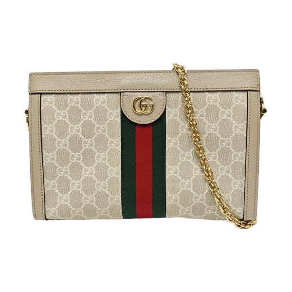 Ophidia Small Monogram Coated Canvas Beige