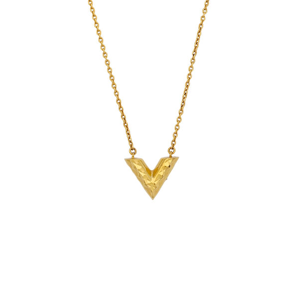 ESSENTIAL V GUILLOCHÉ Metal Gold Necklace