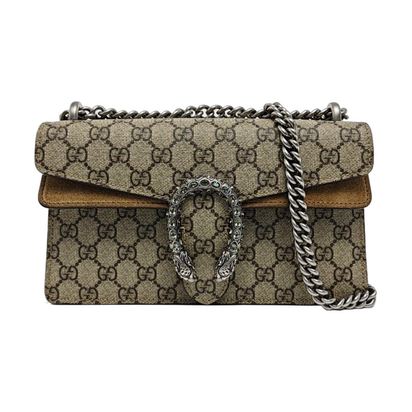 Dionysus Small Monogram Coated Canvas Beige