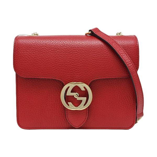 Interlocking G Small Calfskin Red