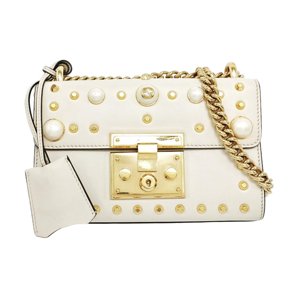 Authenticated pre-owned Padlock Small Calfskin White - Shoulder Bag at Looply