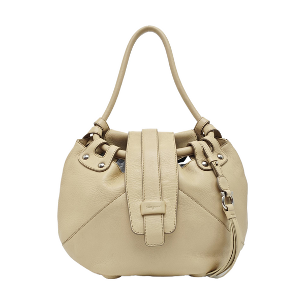 Calfskin Top Handle Bag Beige