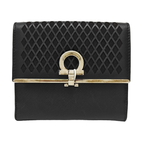 Gancini Small Calfskin Black Wallet