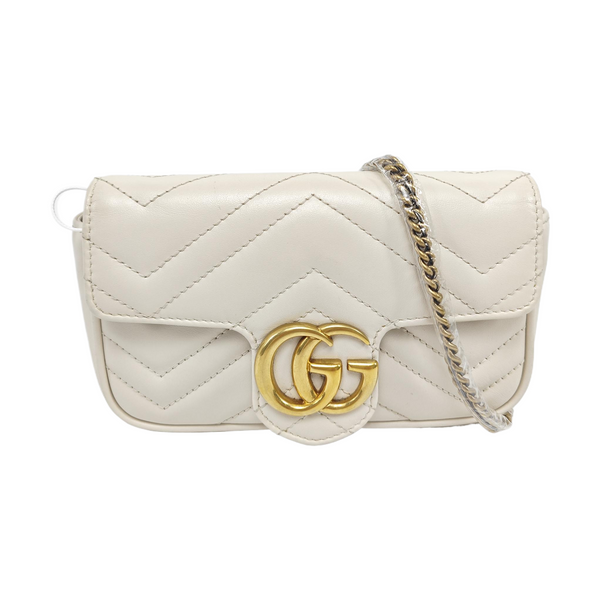 GG Marmont Mini Quilted Calfskin White