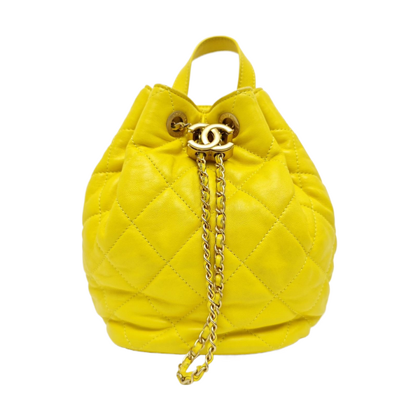 DRAWSTRING Quilted Lambskin Yellow
