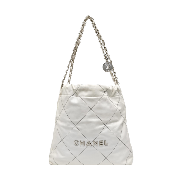 CHANEL 22 Medium Quilted Calfskin White