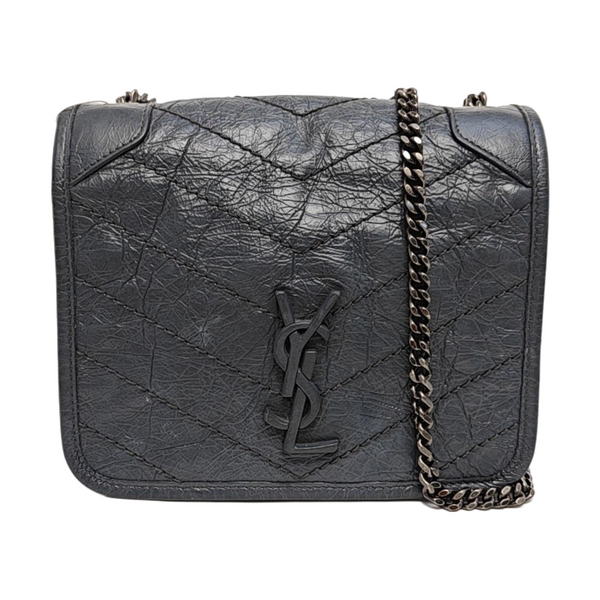 NIKI Mini Chevron Calfskin Gray
