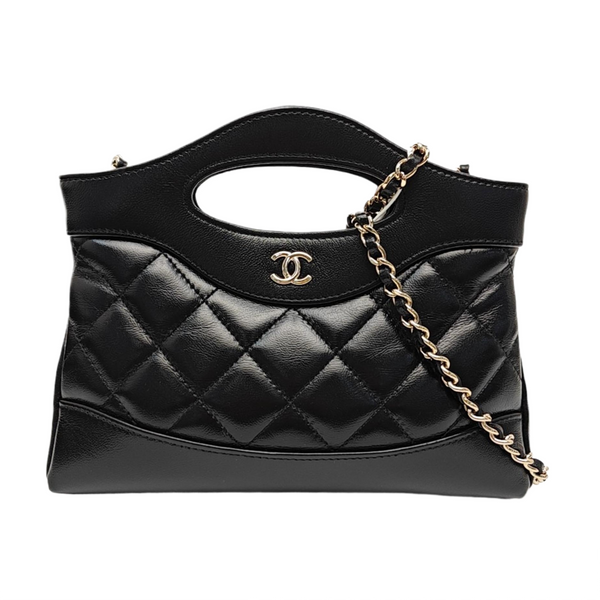 CHANEL 31 Quilted Waxed Cafskin Black