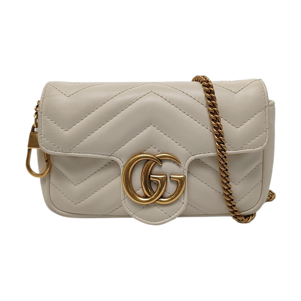 GG Marmont Mini Quilted Calfskin White
