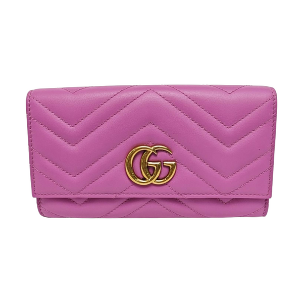 GG Marmont Super Mini Quilted Calfskin Pink Wallet
