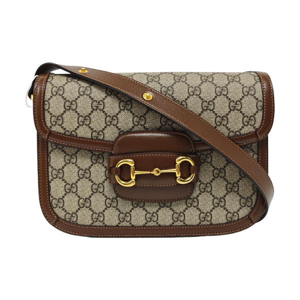 Horsebit 1955 Medium Monogram Coated Canvas Beige