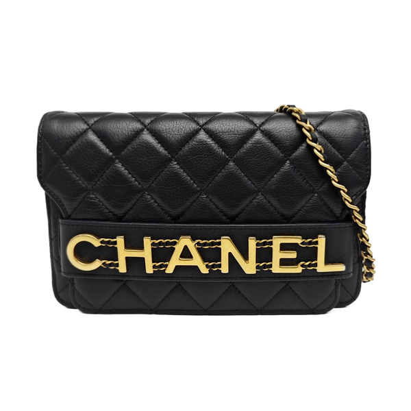 Quilted Calfskin Shoulder Bag Black
