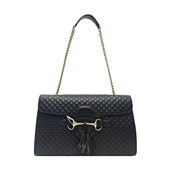 Emily Chain Monogram Calfskin Black