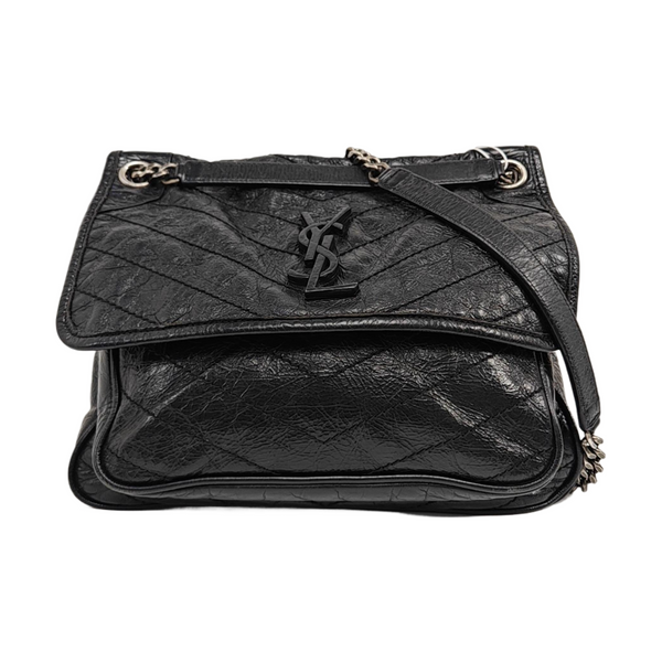 NIKI Medium Chevron Calfskin Black