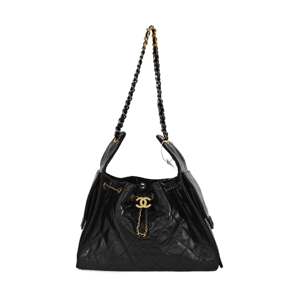 CHANEL 25 Small Quilted Canvas Black