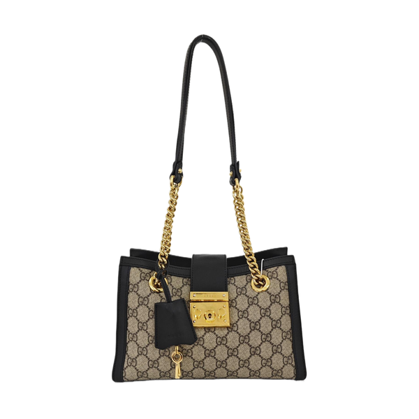 Padlock Small Monogram Coated Canvas Beige