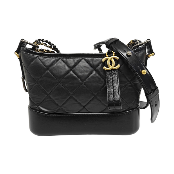 GABRIELLE Small Quilted Calfskin Black