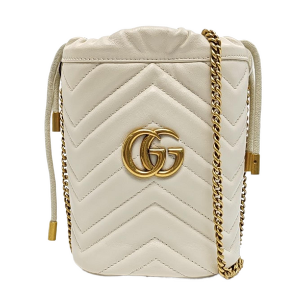 GG Marmont Mini Piel de Becerro Acolchada Blanca