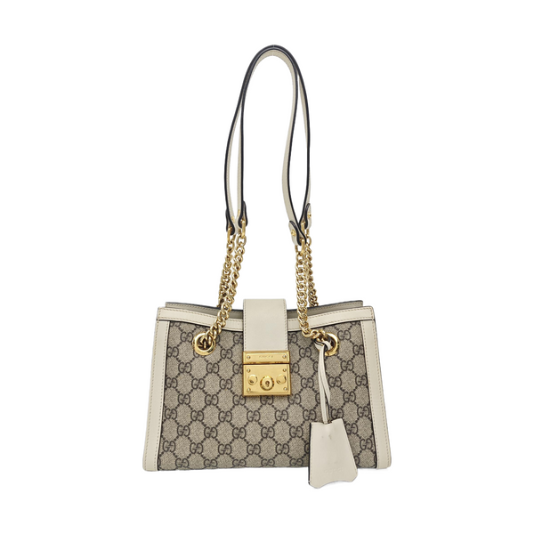 Padlock Small Monogram Coated Canvas Beige
