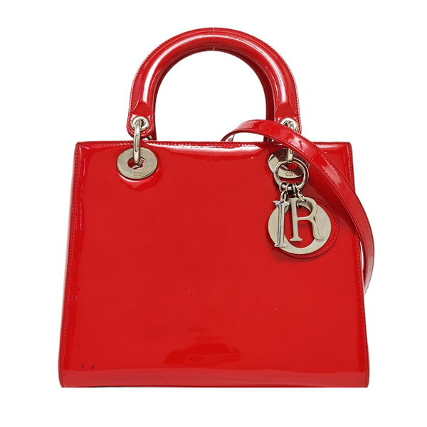 Lady Dior Medium Patent Leather Red