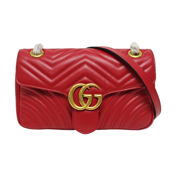 GG Marmont Medium Quilted Calfskin Red
