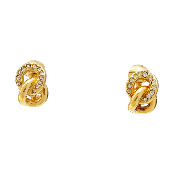 Twist Round Metal Gold Clip On Earrings
