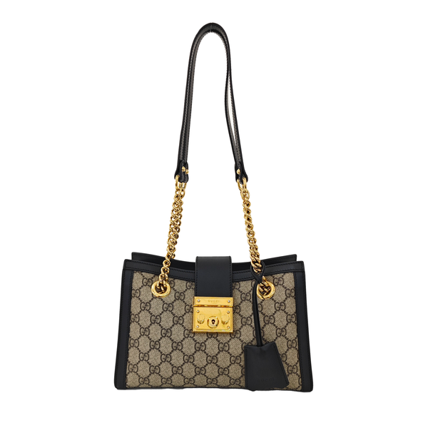 Padlock Small Monogram Coated Canvas Beige