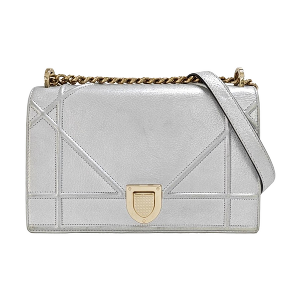Diorama Medium Cannage Calfskin Silver