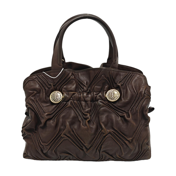 Leather Top Handle Bag Brown