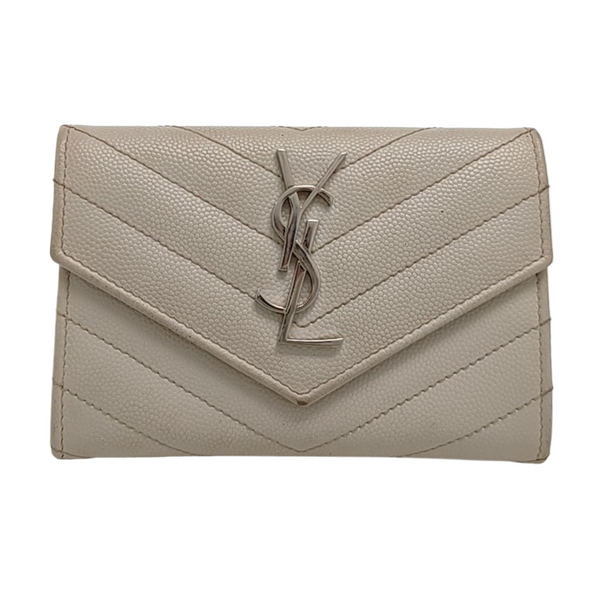 Chevron Calfskin Card Holder Small White