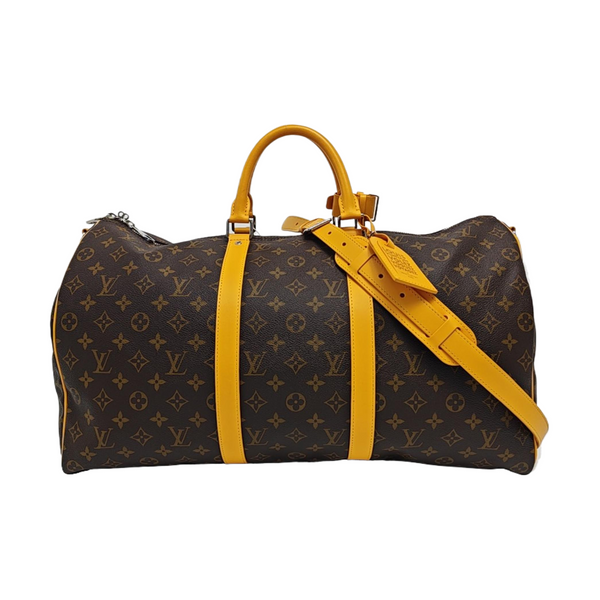 KEEPALL 50 Monogram Coated Canvas Brown