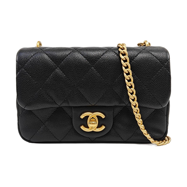CLASSIC FLAP Mini Quilted Grained Calfskin Black