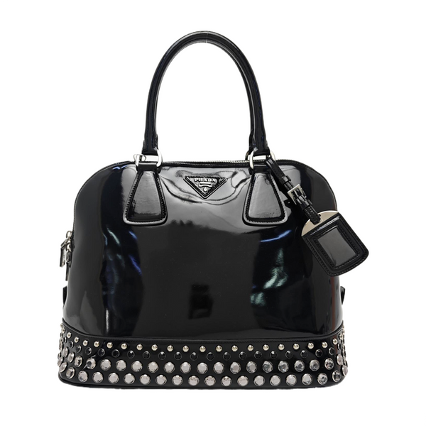 Patent Leather Top Handle Bag Black
